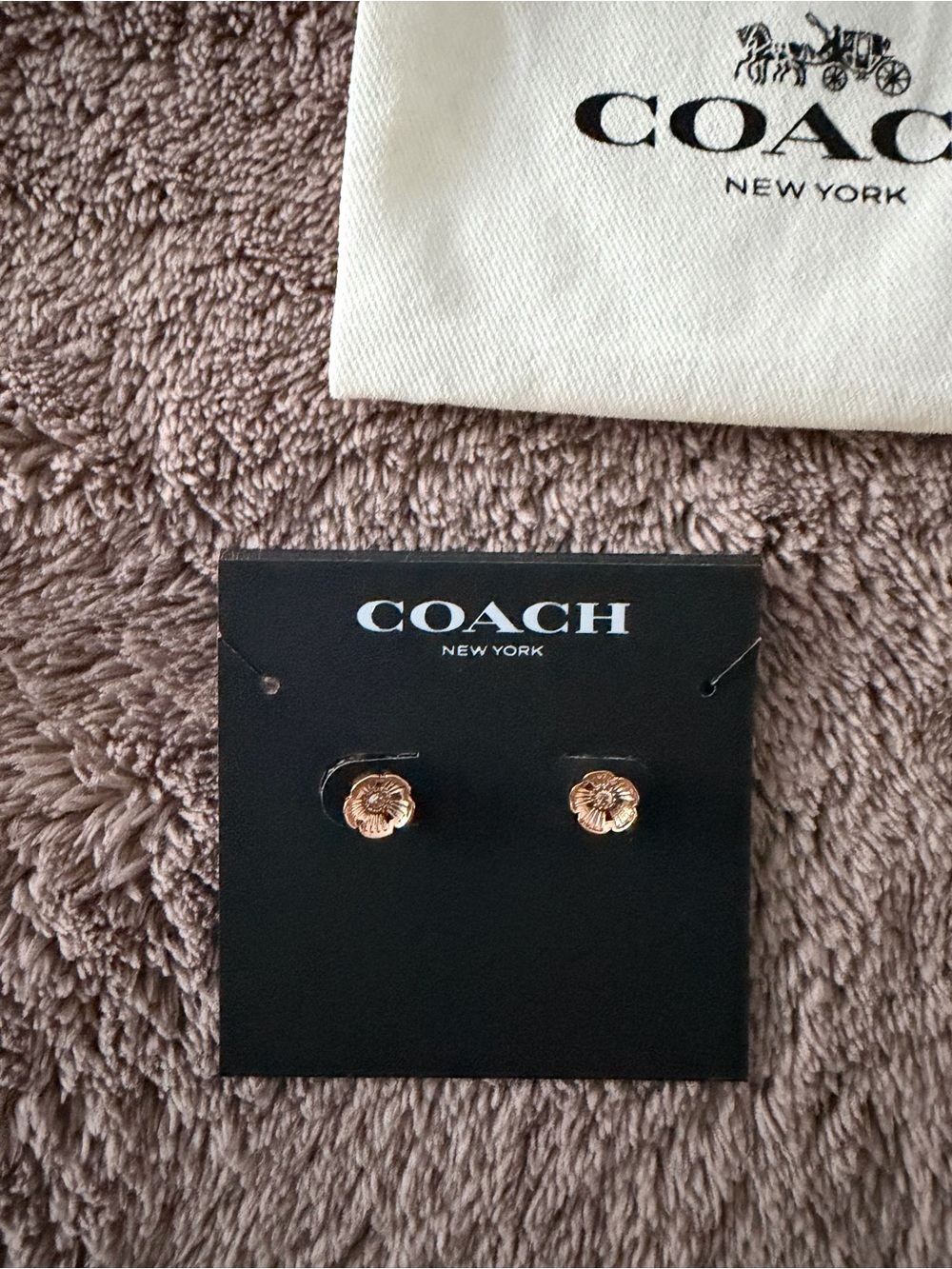 COACH Rose Gold Floral Stud Earrings